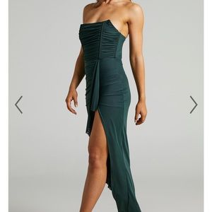 NORA CORSET DETAILING DRESS IN EMERALD